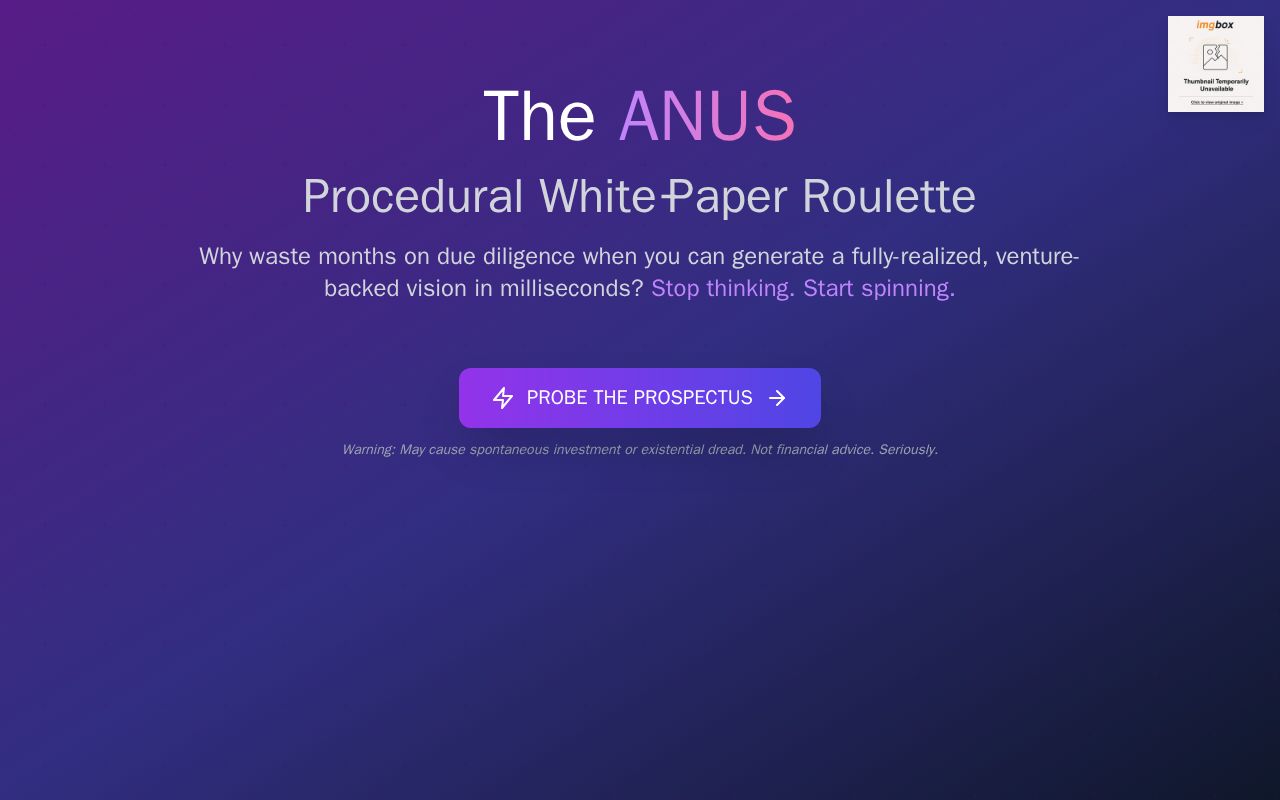 Preview of ANUS: Procedural White-Paper Roulette