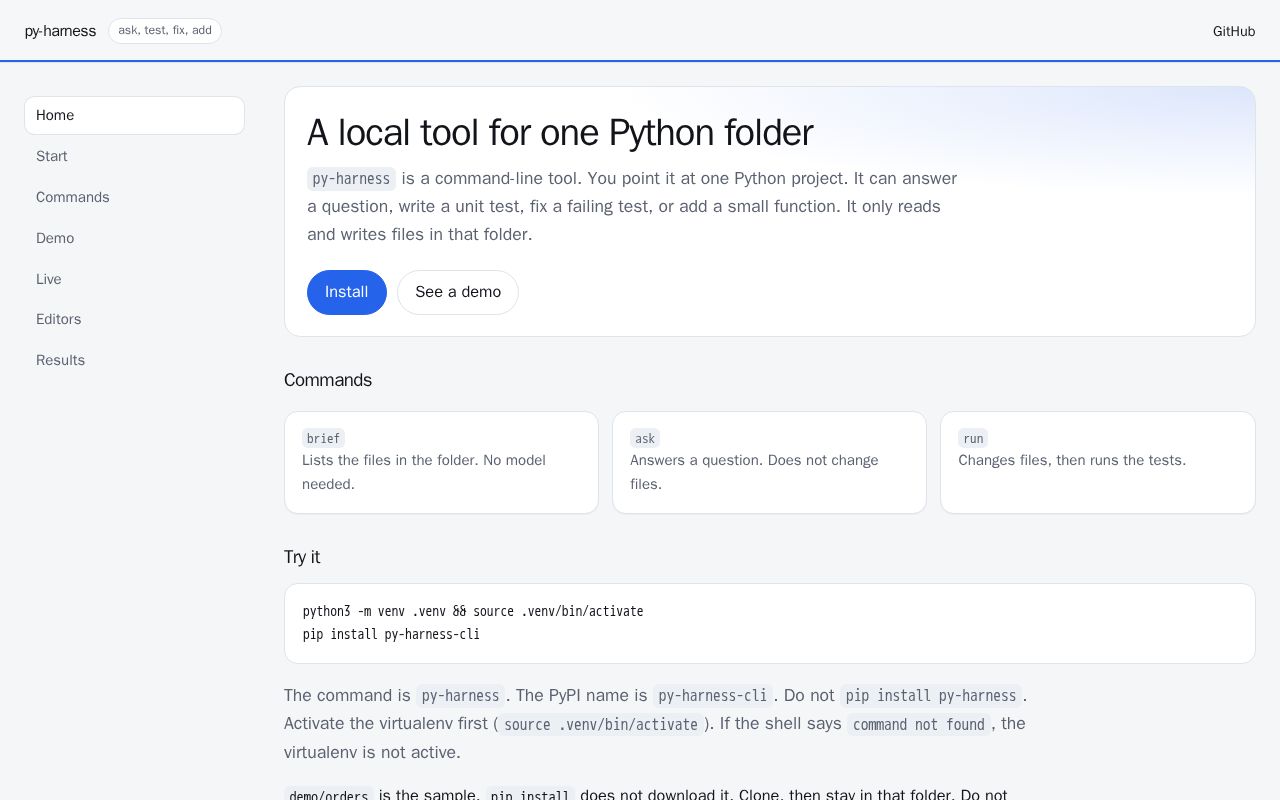 Preview of Py Harness