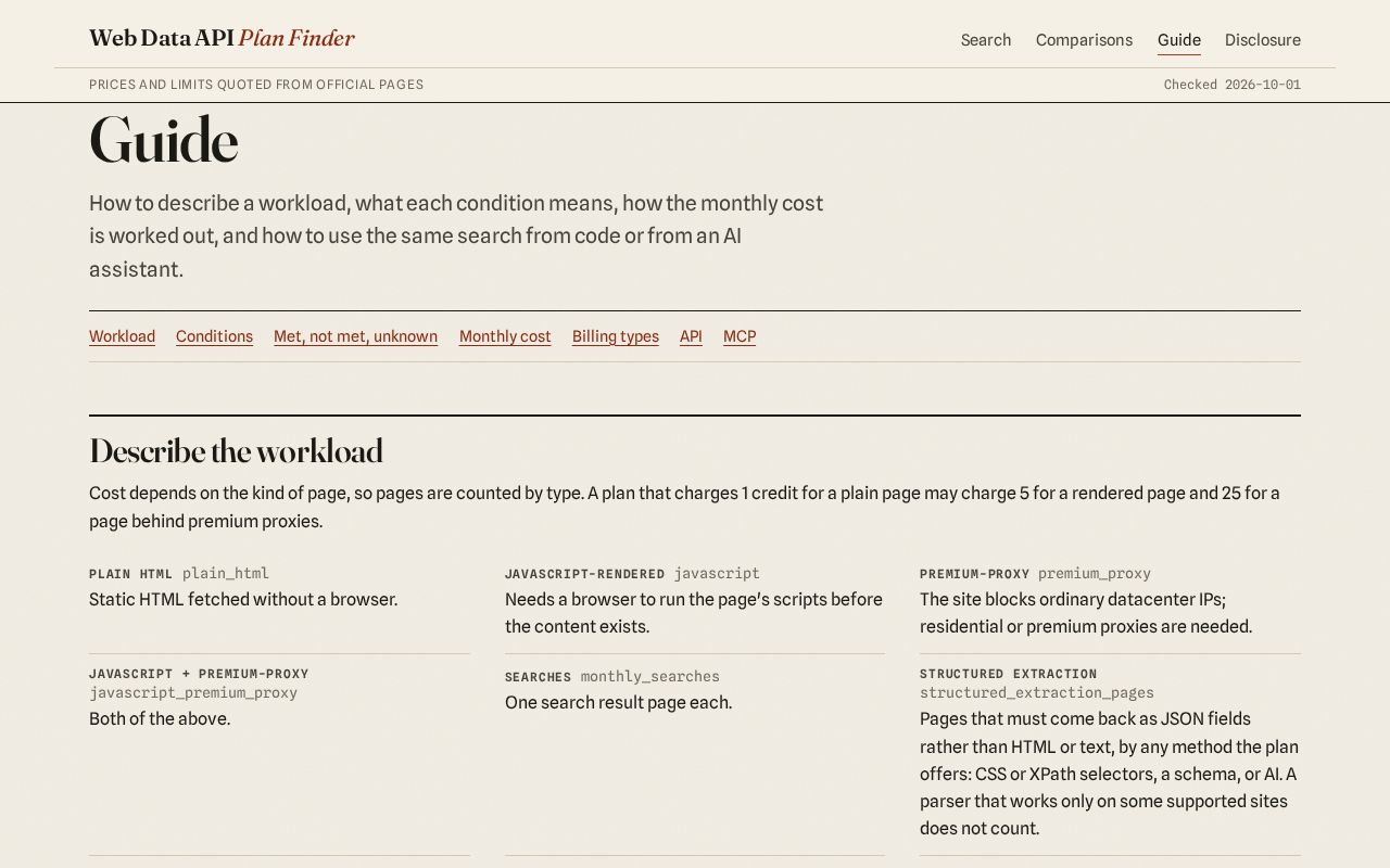 Preview of Web Data Plan Finder
