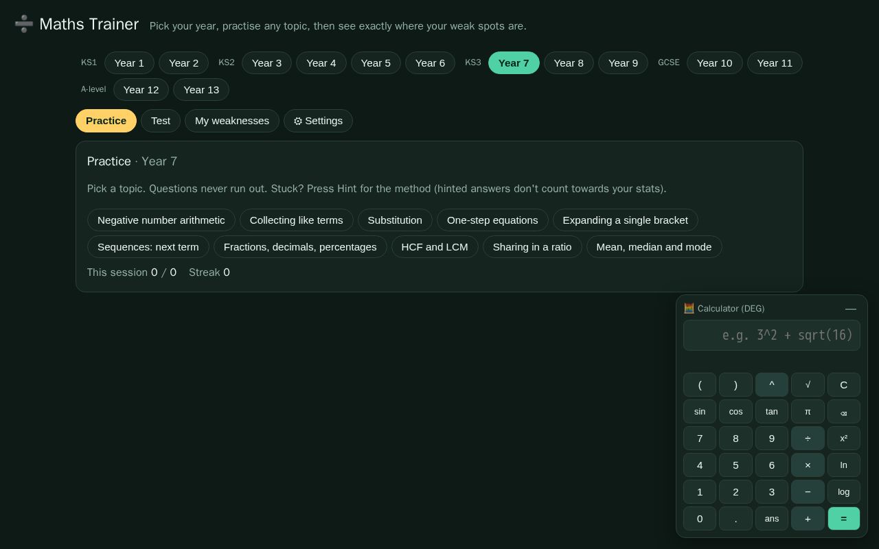 Preview of Maths Trainer