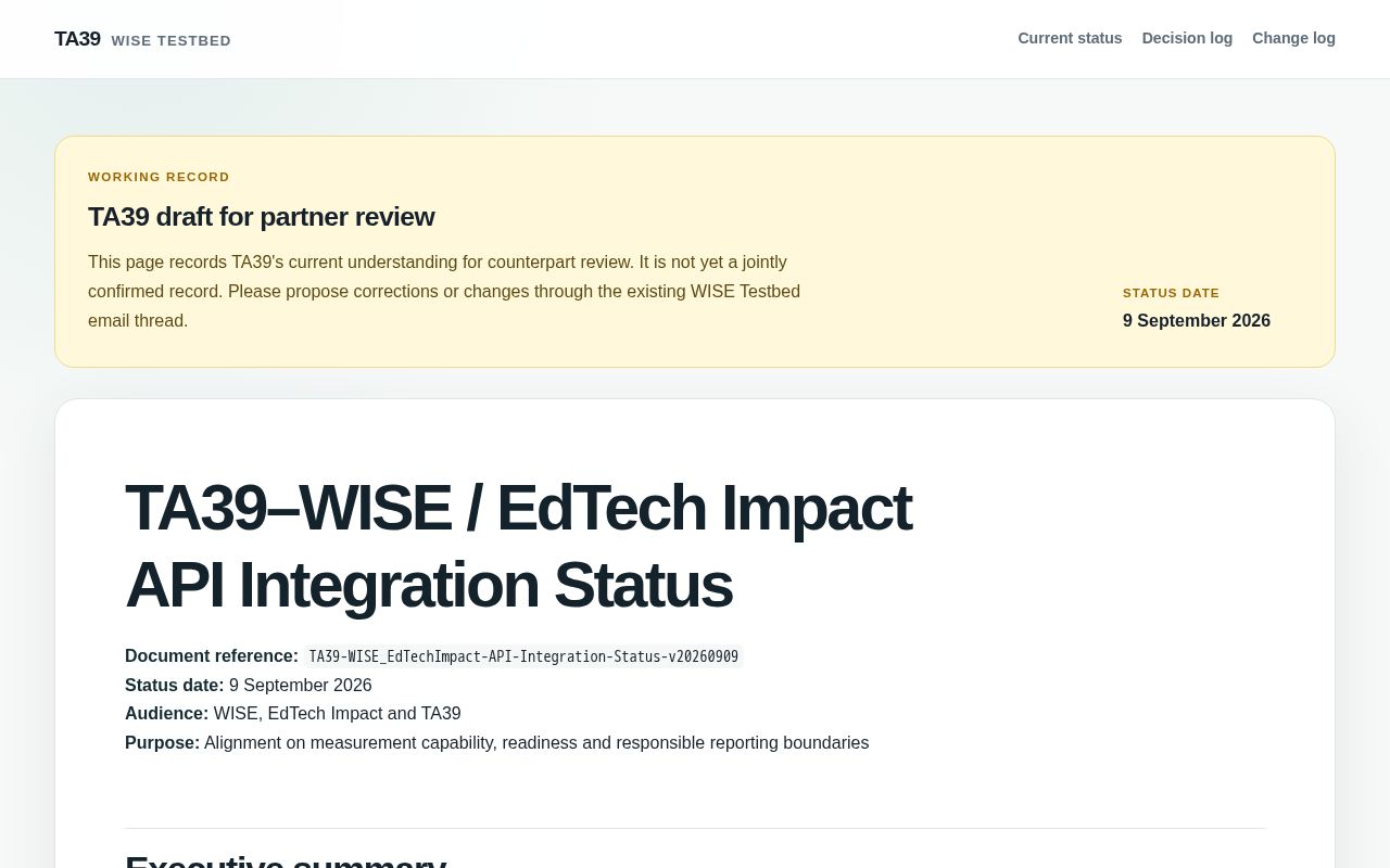Preview of sharing info with WISE Testbed team - public view