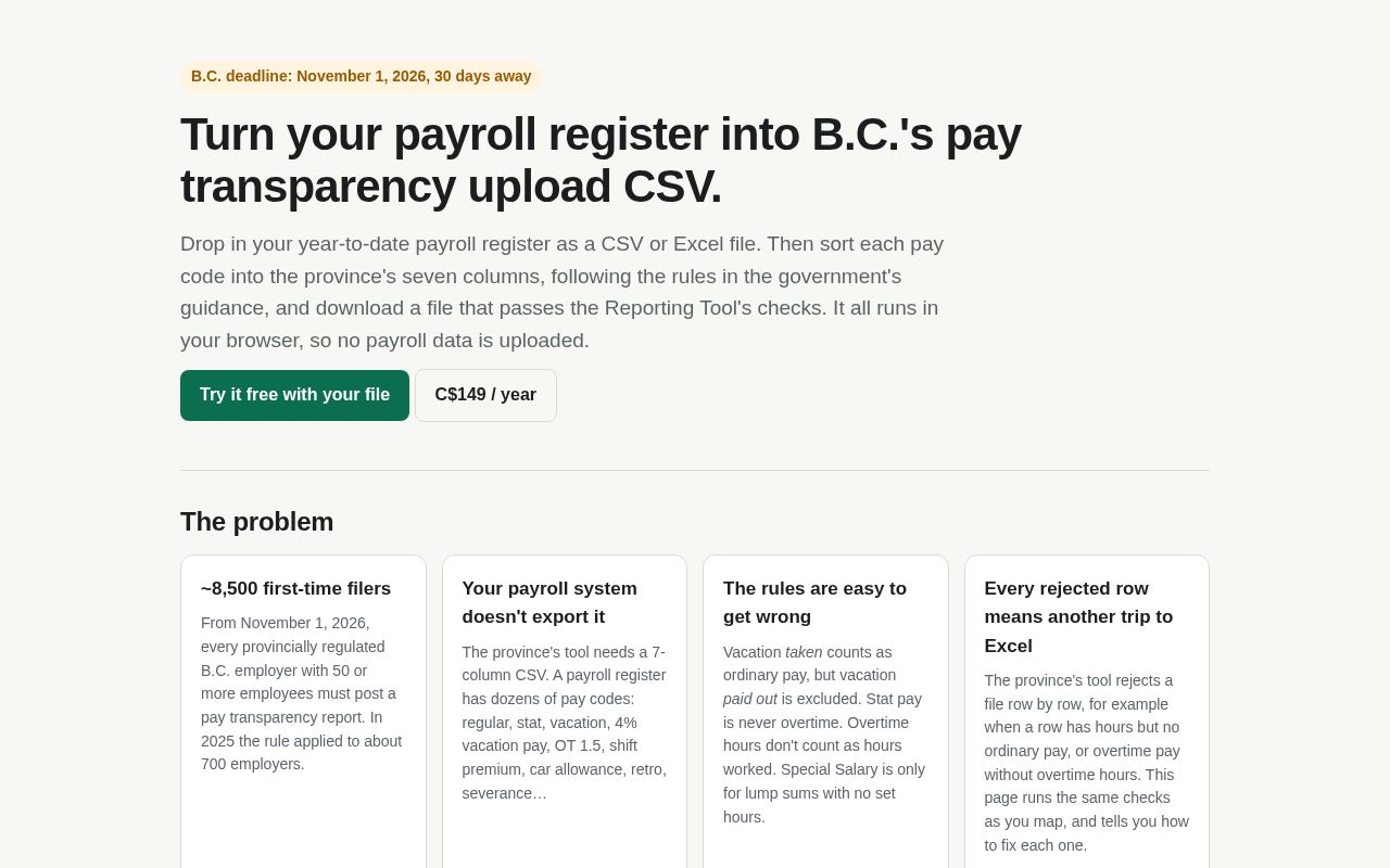 Preview of Pay Report CSV Builder
