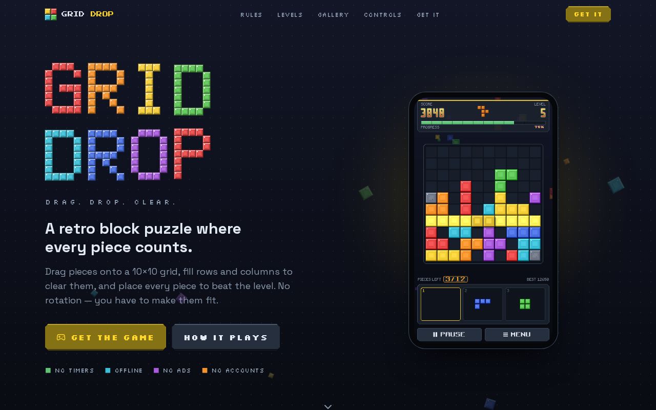 Preview of Grid Drop Website