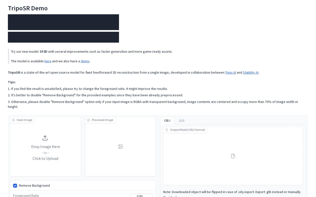 Preview of TripoSR