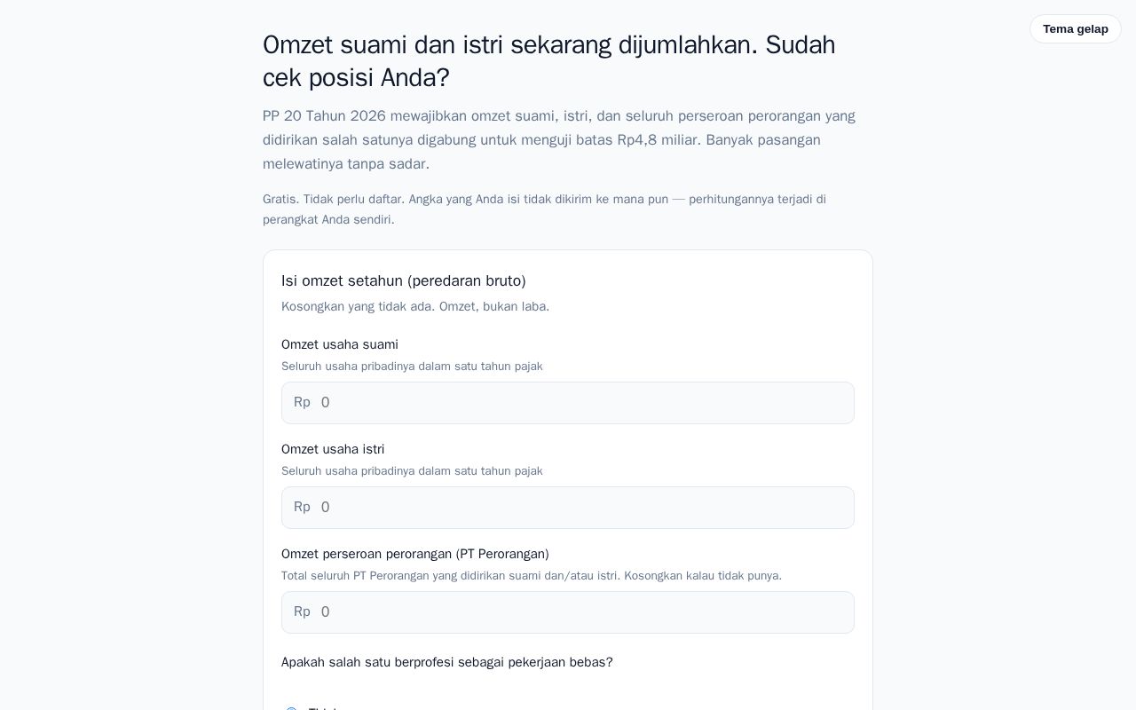 Preview of Kalkulator Penggabungan Omzet Suami Istri