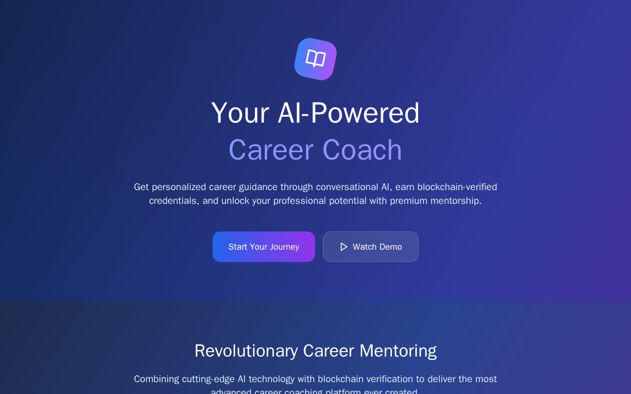 Preview of PocketMentor AI (Blockchain-Verified Career Coaching)