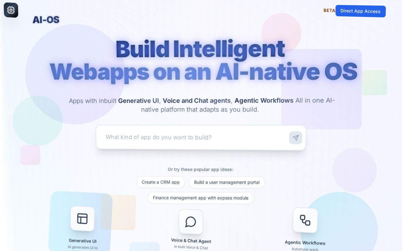 Preview of AI-OS AI first app builder