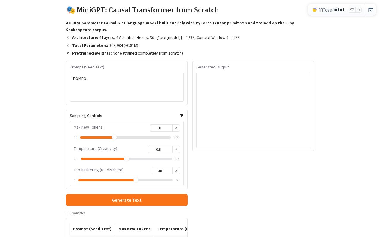Preview of MiniGPT Causal Transformer