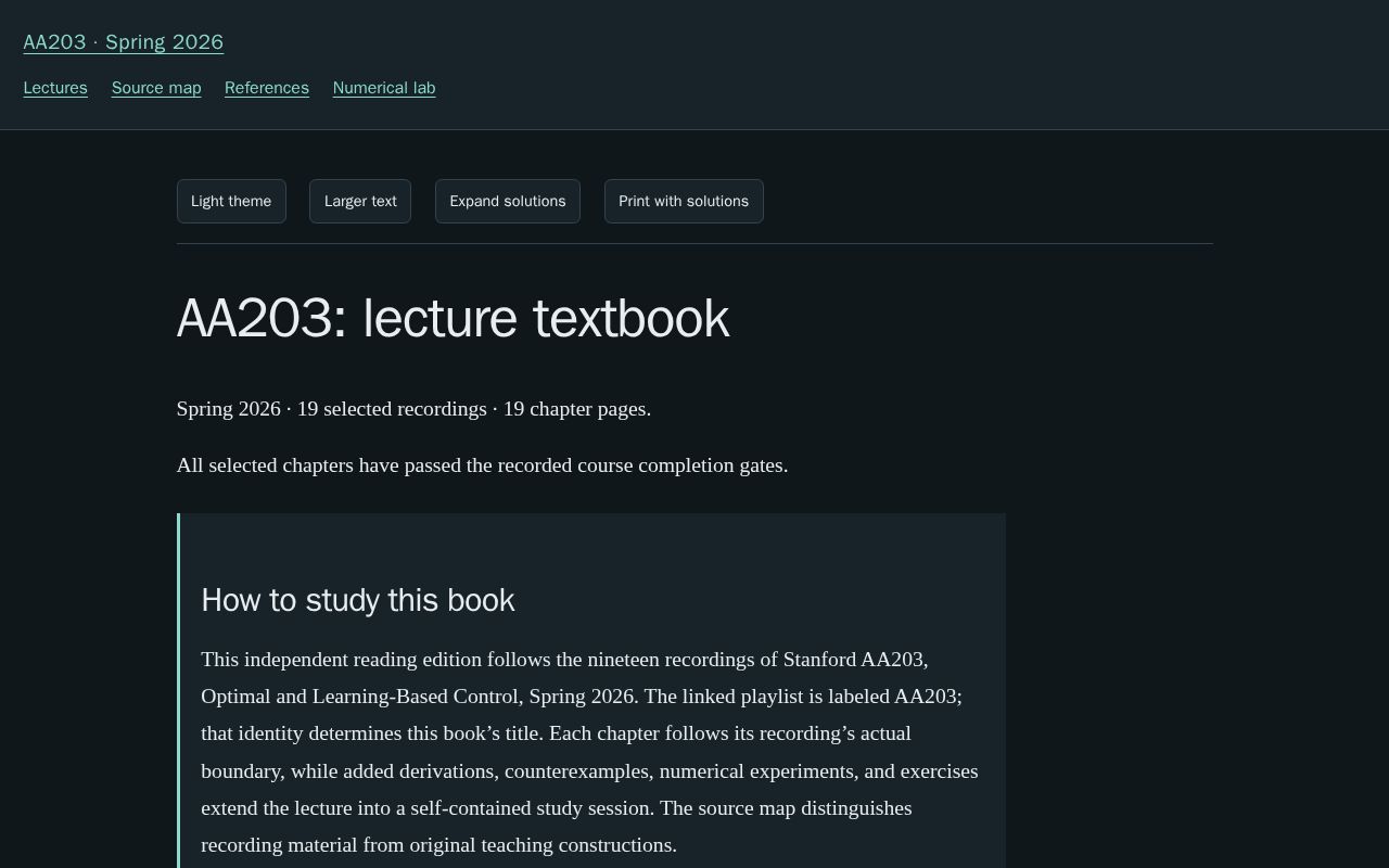 Preview of Aa203 Optimal And Learning Based Control Notes