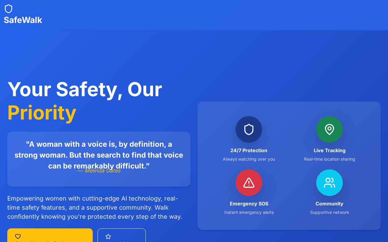 Preview of SafeWalk - Women’s Safety Web App