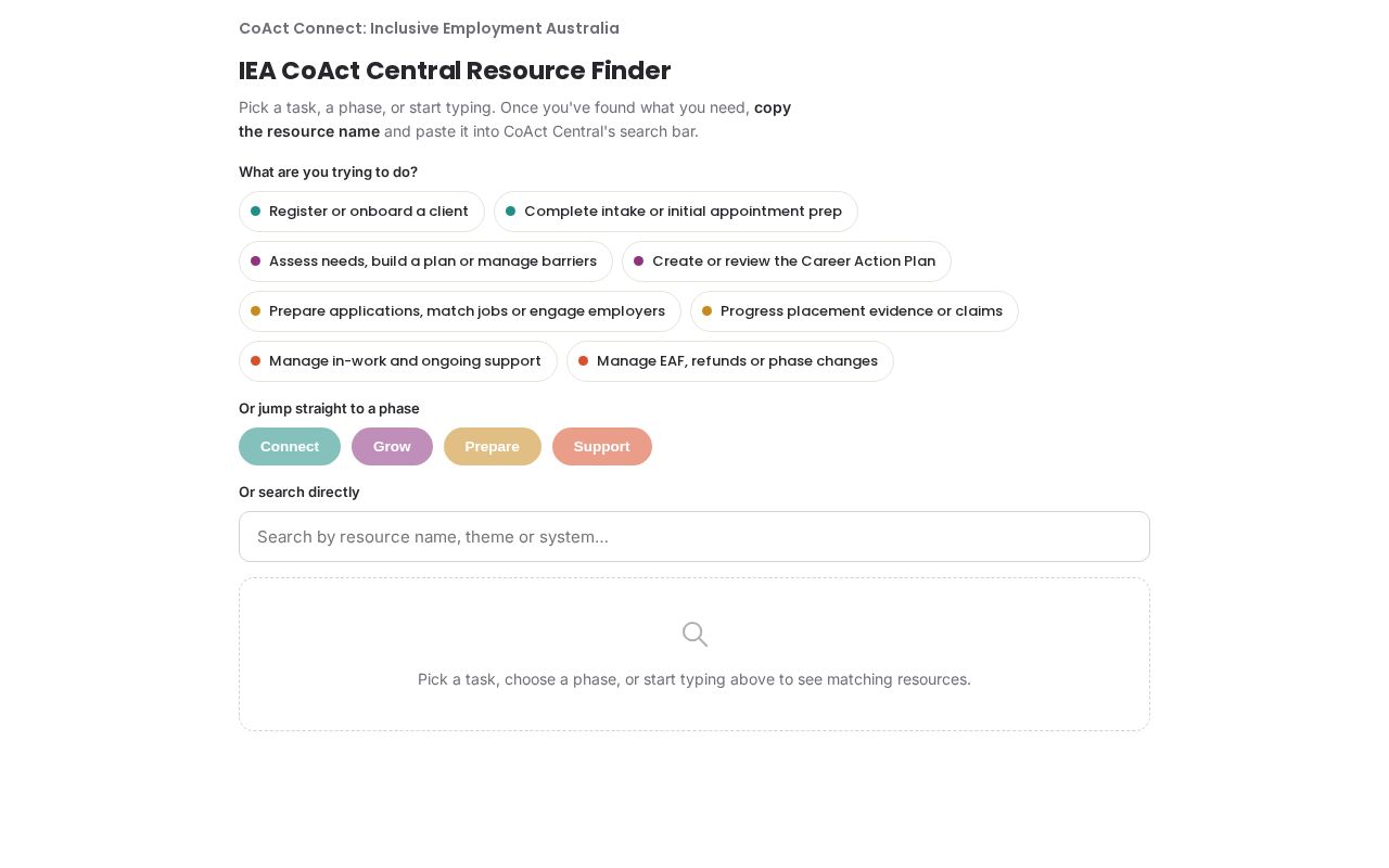 Preview of Coact Resource Finder