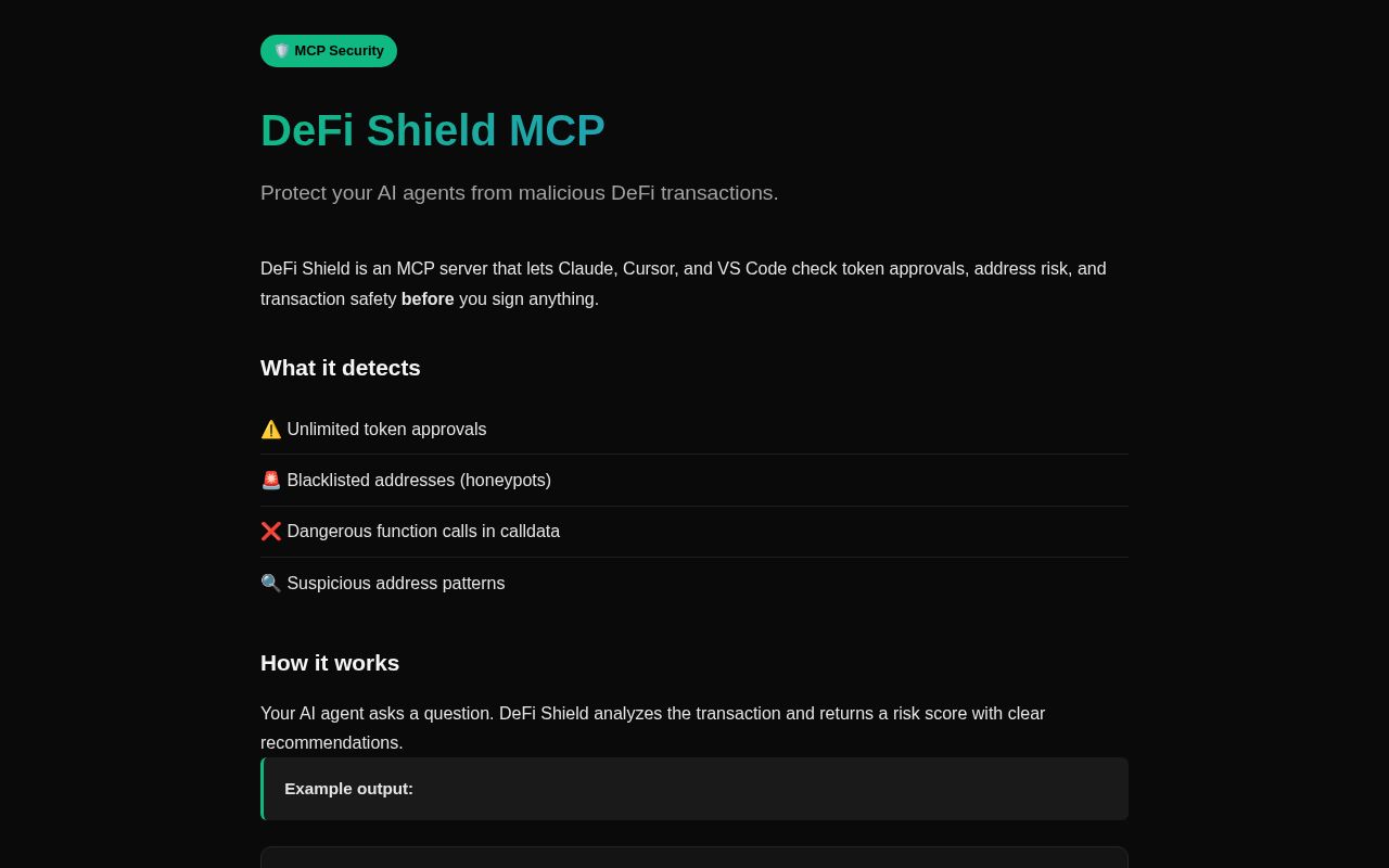 Preview of Defi Shield Mcp