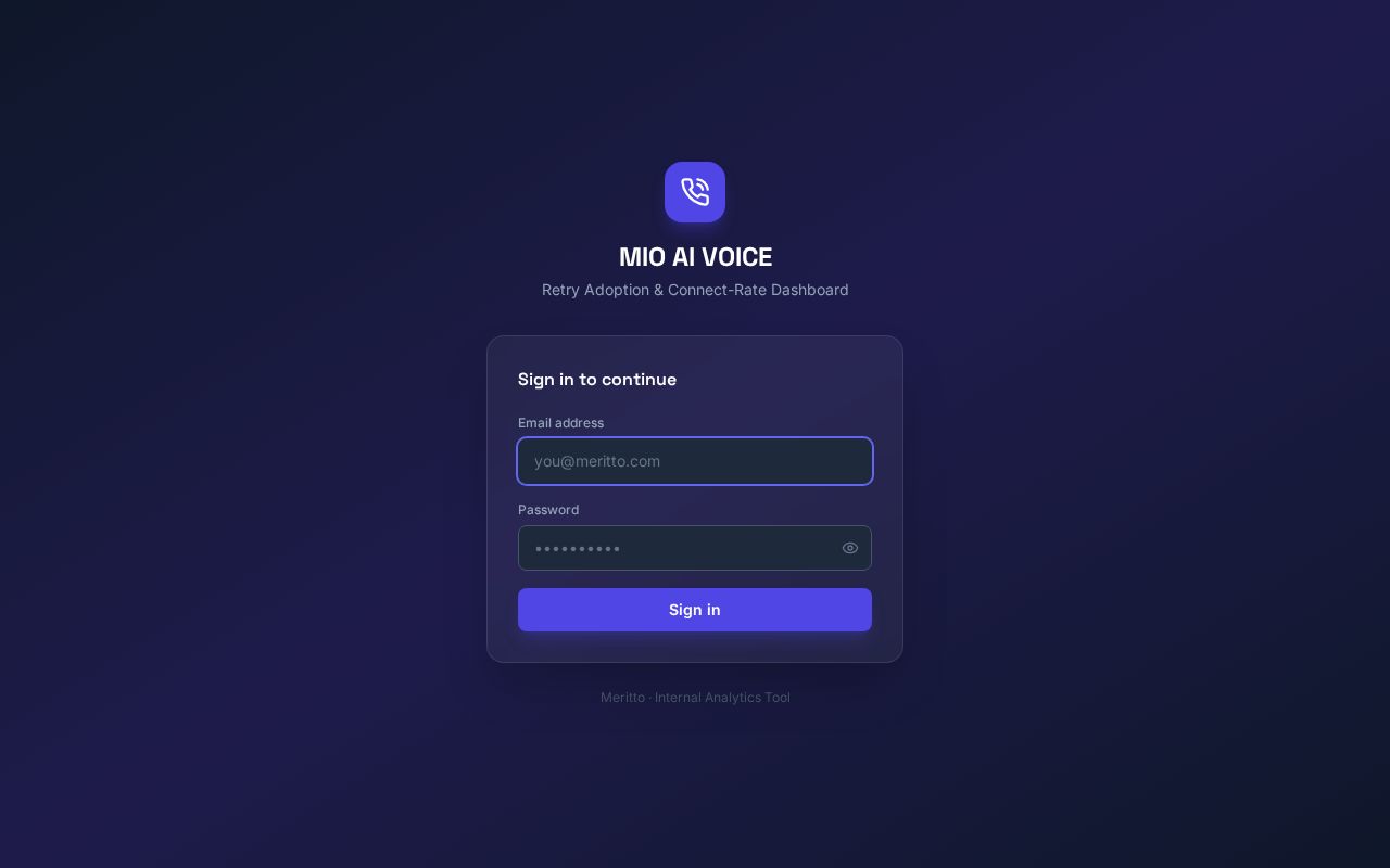 Preview of Mio Voice Retry Dashboard