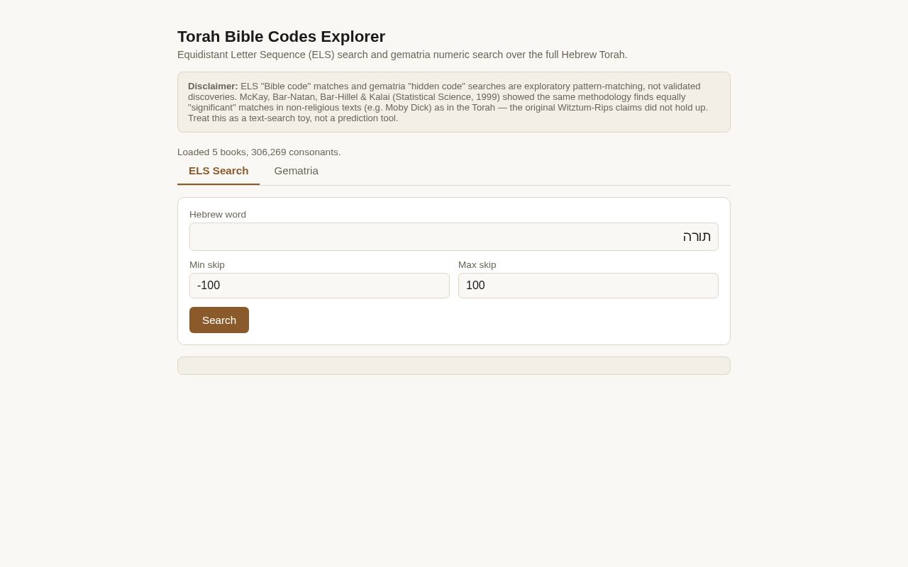 Preview of Torah Bible Codes Explorer
