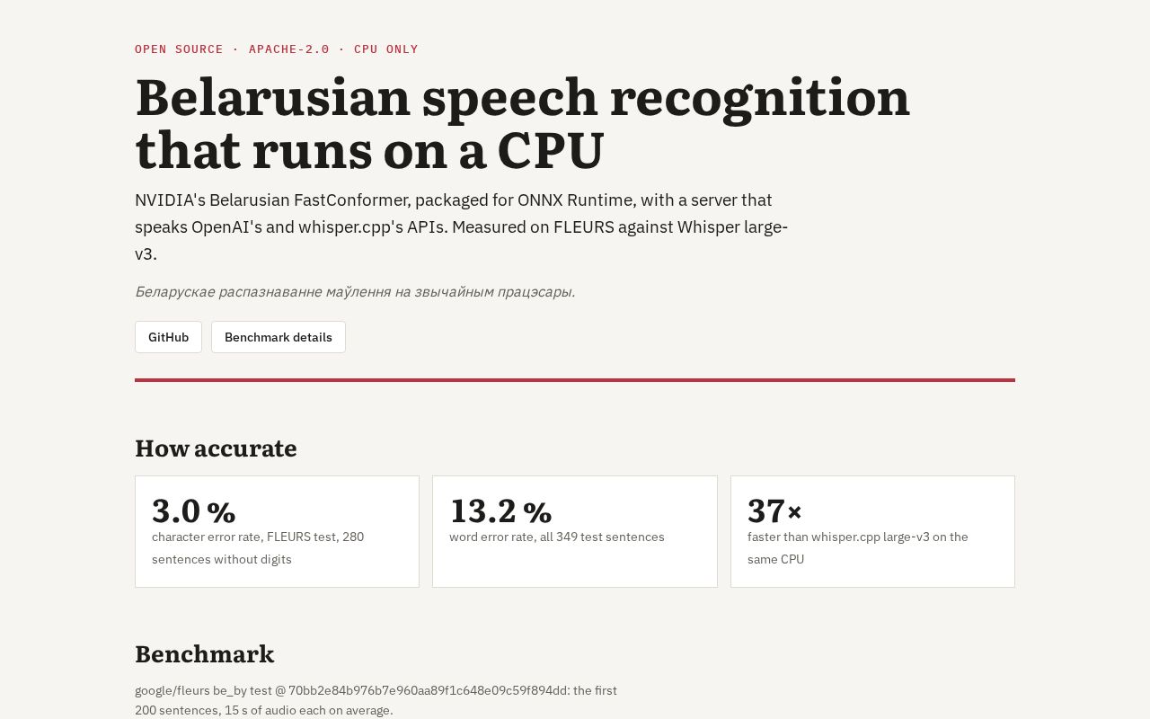 Preview of Belarusian speech to text