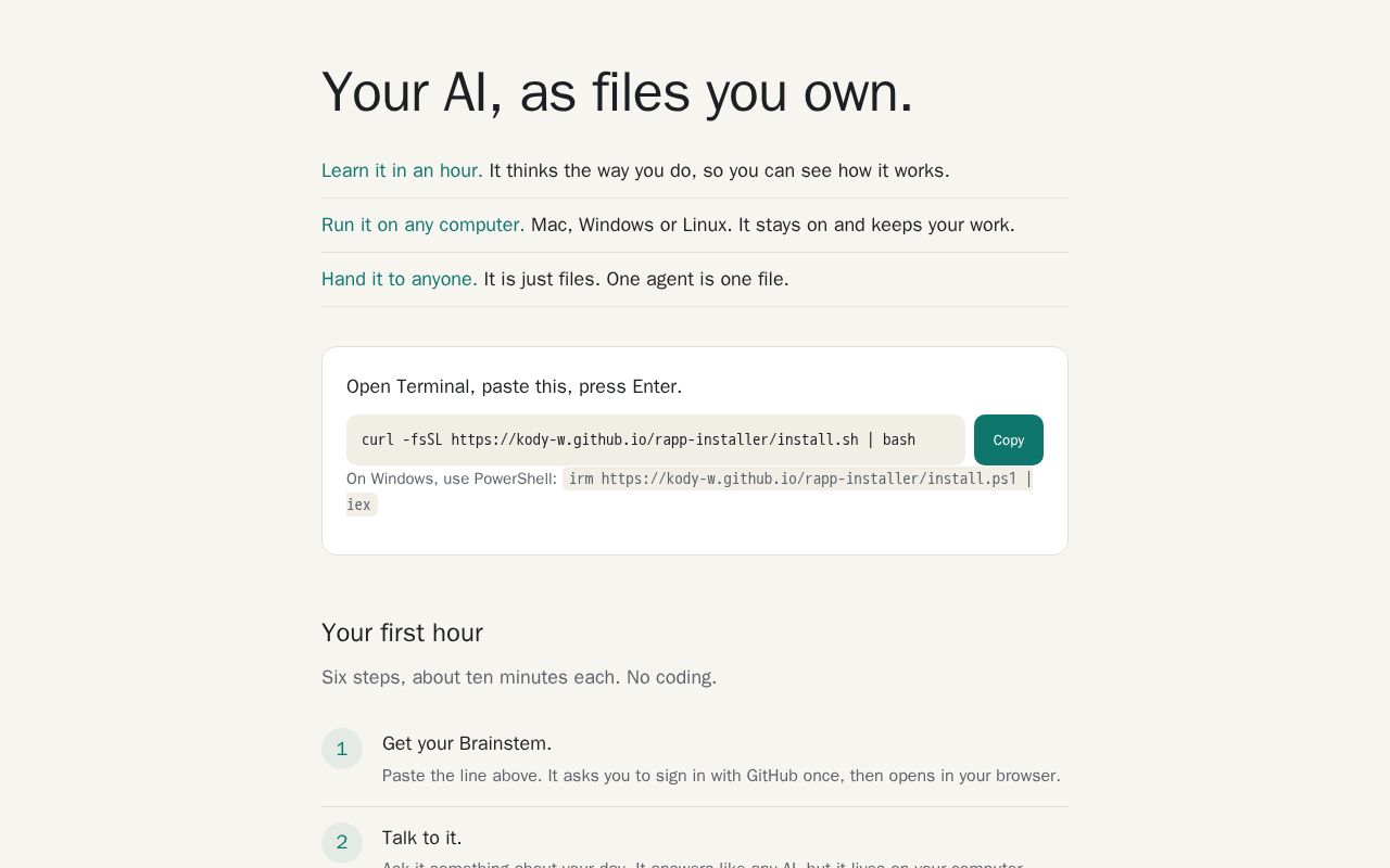 Preview of Your AI, as files you own