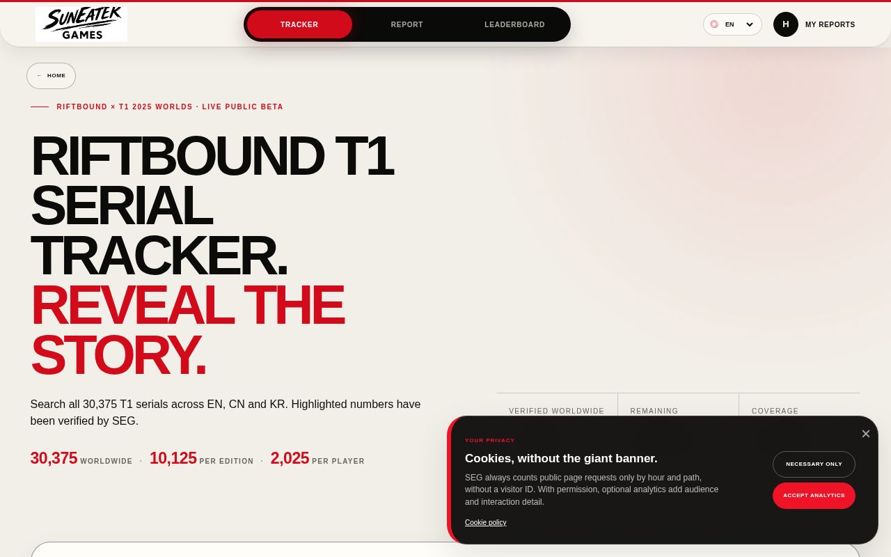 Preview of Riftbound T1 Serial Tracker