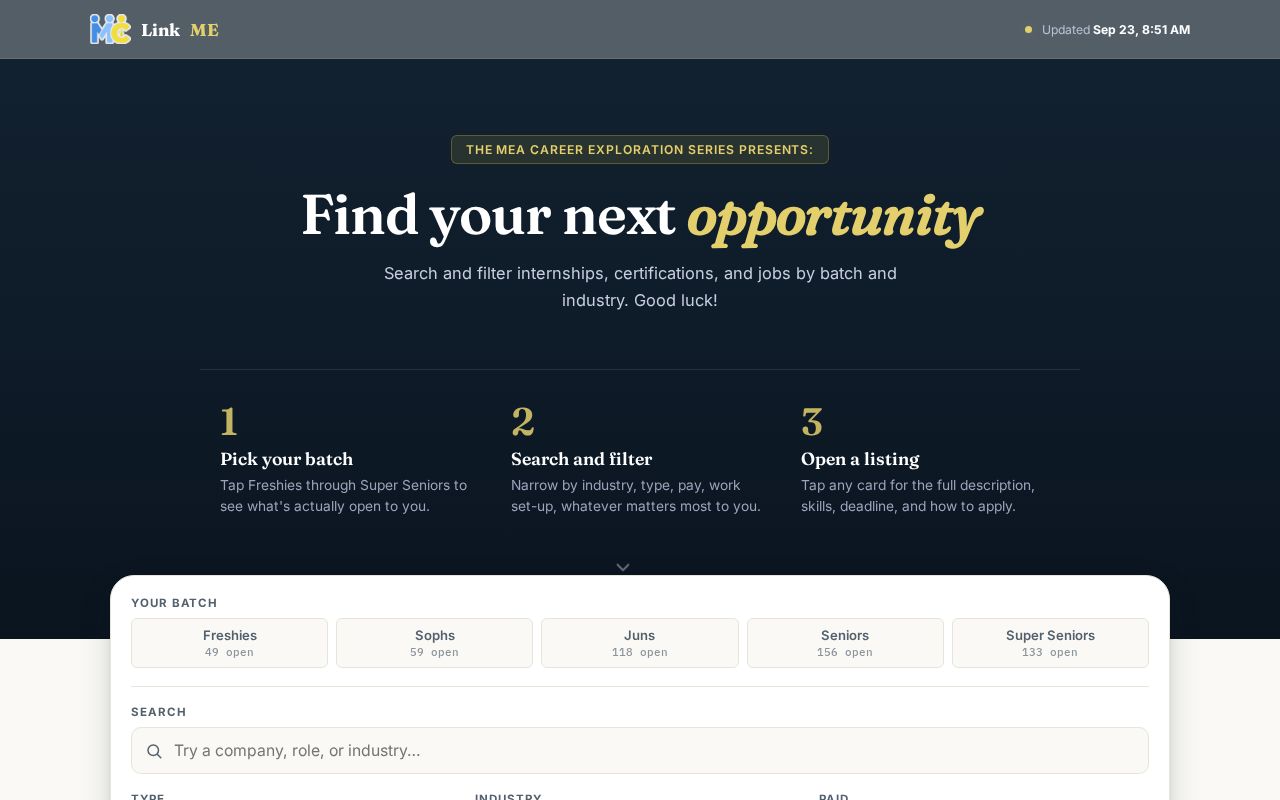Preview of LinkME Opportunities