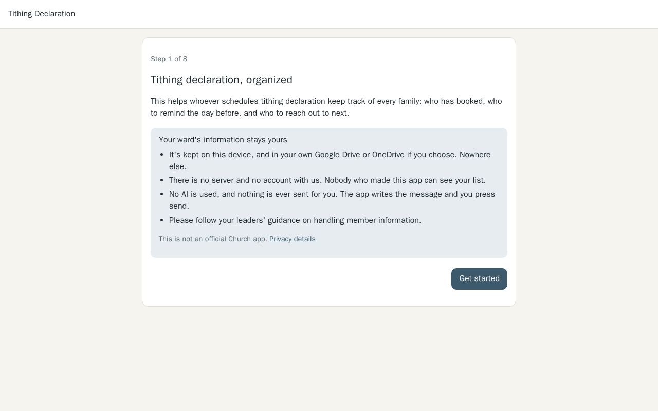 Preview of Tithing Declaration
