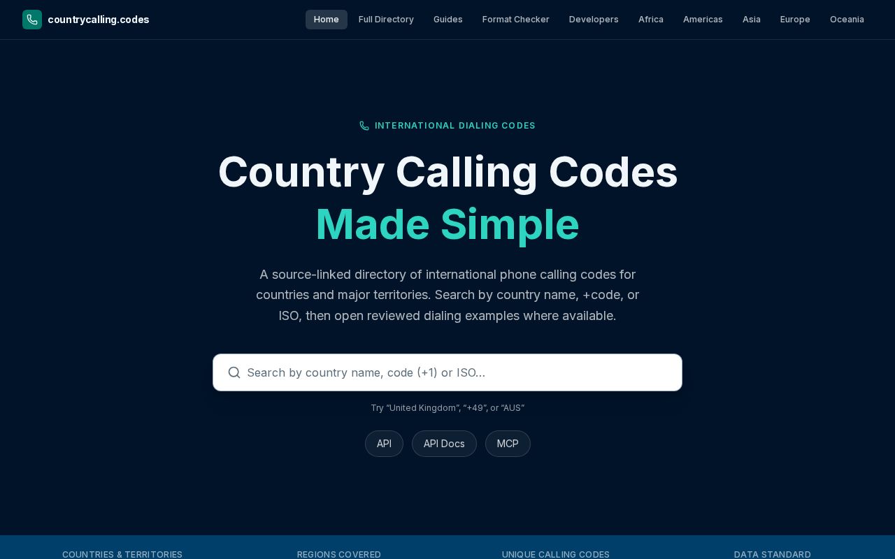 Preview of Country Calling Codes