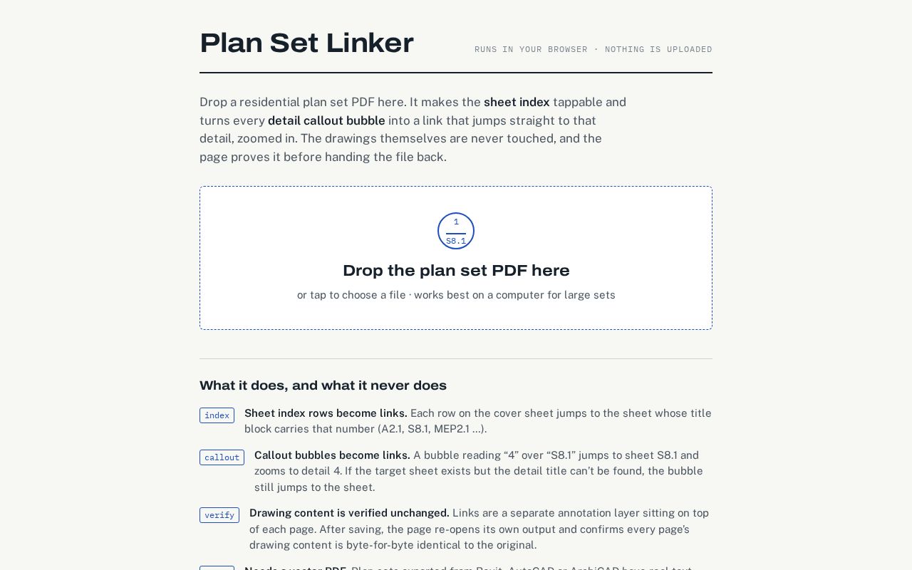 Preview of Plan Set Linker