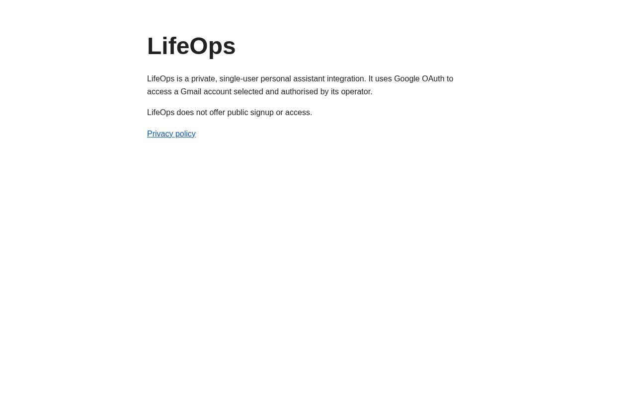 Preview of Public OAuth disclosure pages for LifeOps