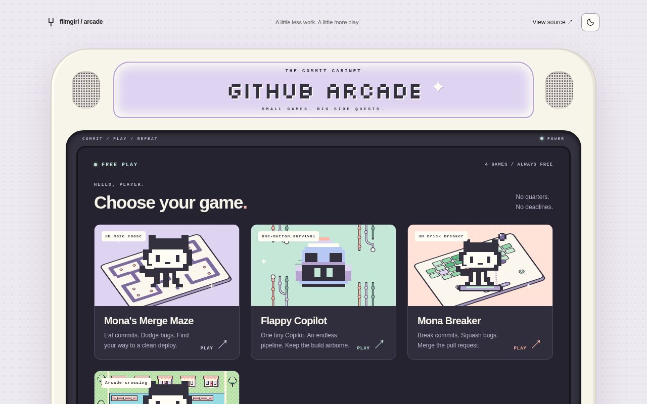 Preview of GitHub Arcade