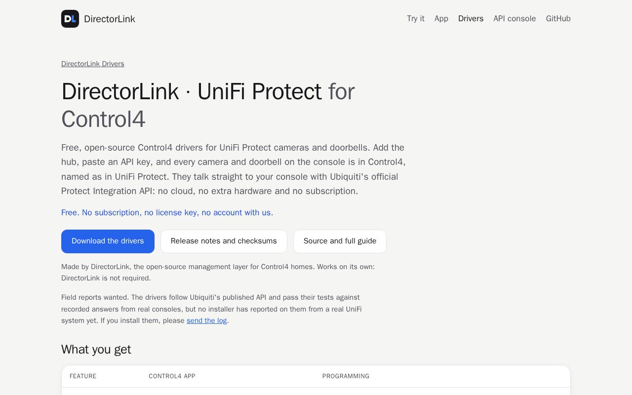 Preview of DirectorLink UniFi Protect
