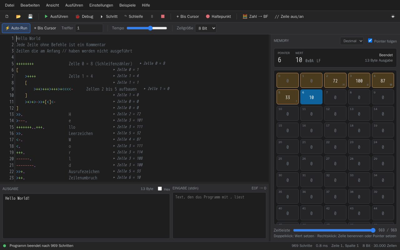Preview of BrainfuckStudio