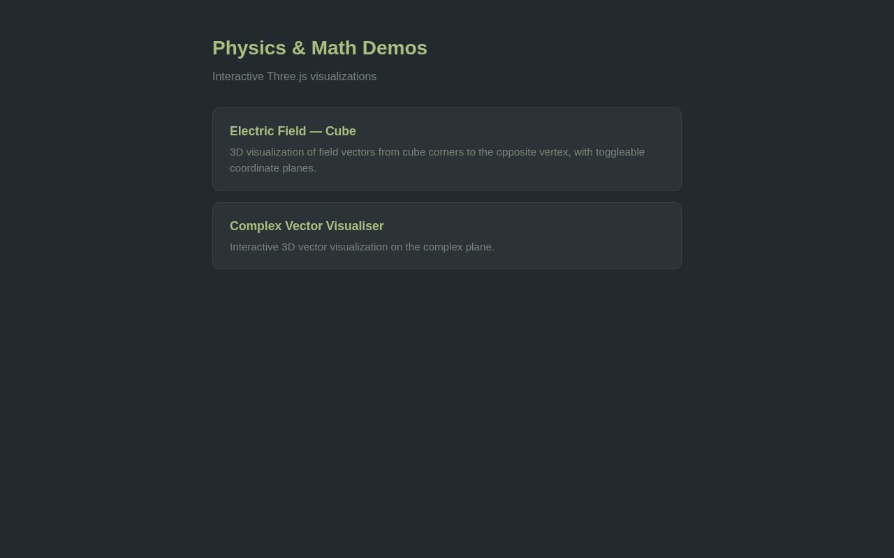 Preview of visual demos of various math / engineering problems