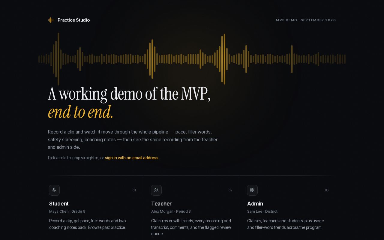 Preview of Practice Studio Demo