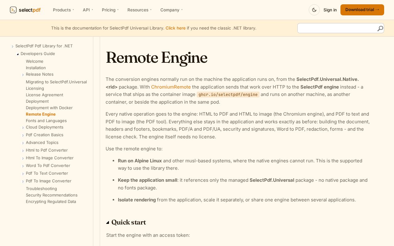 Preview of Selectpdf Engine