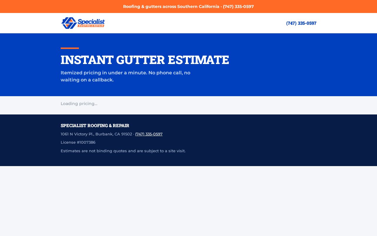 Preview of Instant Gutter Estimate