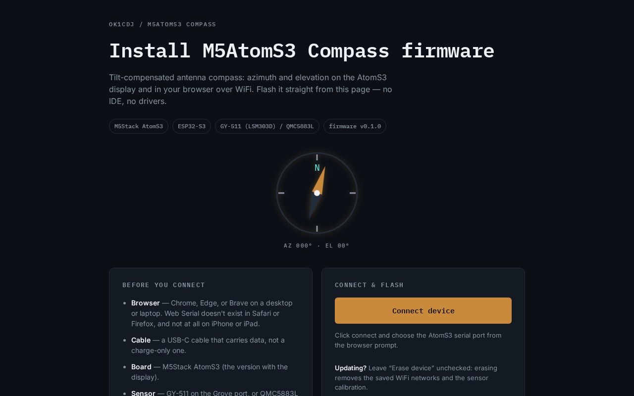 Preview of M5AtomS3 Compass