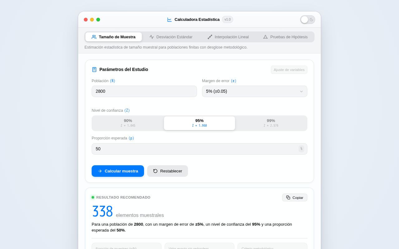 Preview of Calculadora Muestral