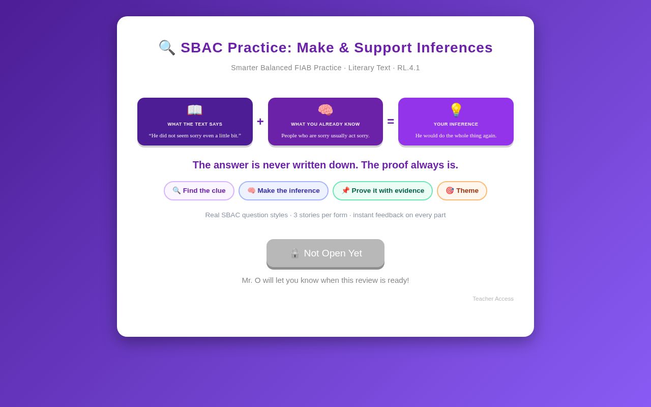 Preview of Sbac Inferences Lit Fiab Review
