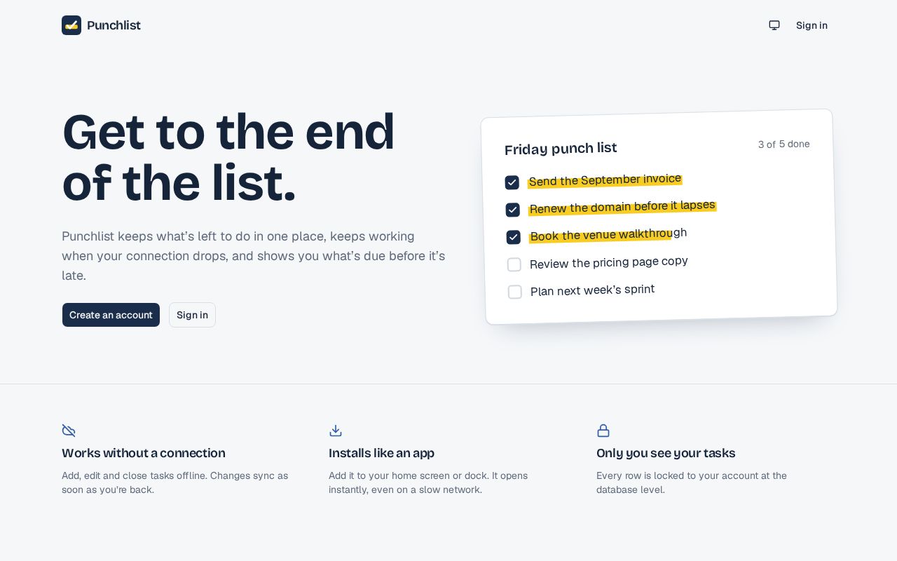 Preview of Punchlist