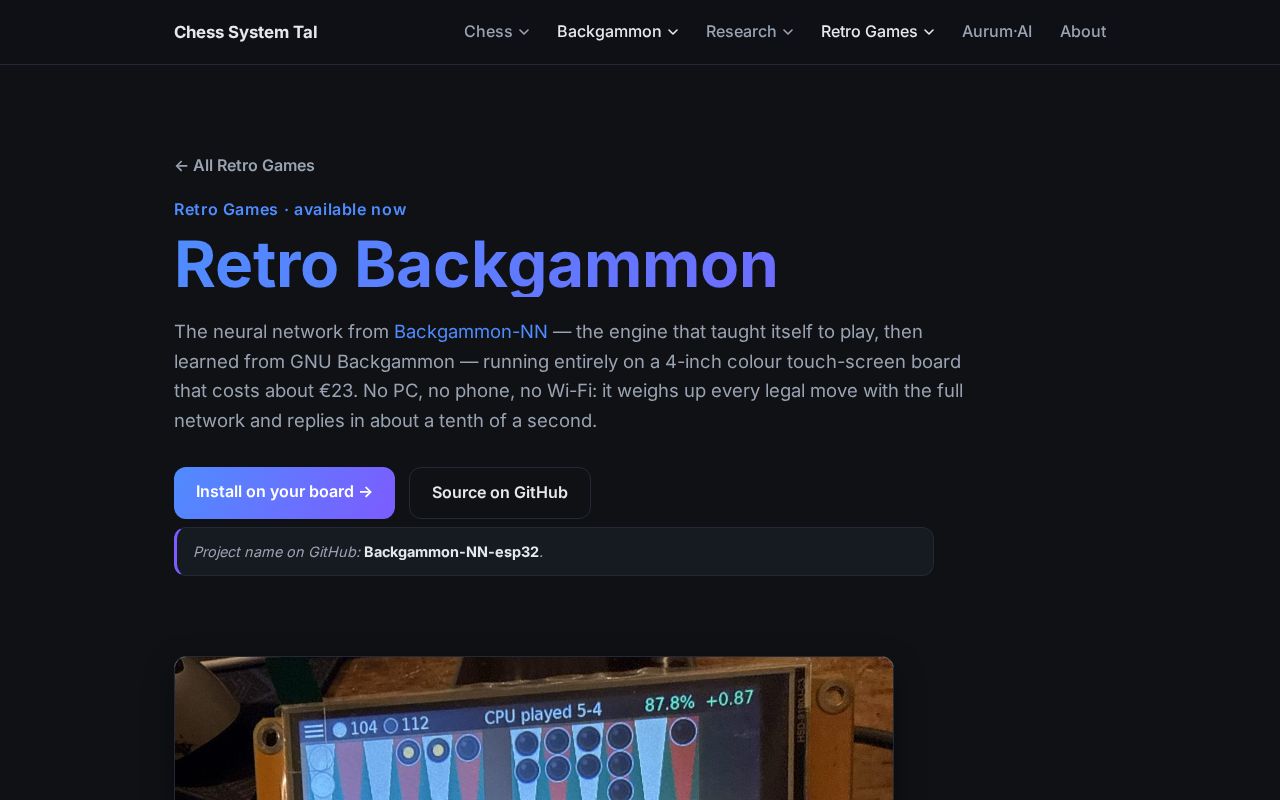 Preview of Backgammon NN Esp32