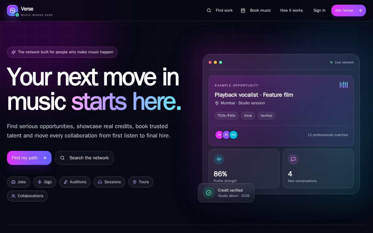 Preview of Verse Music Platform