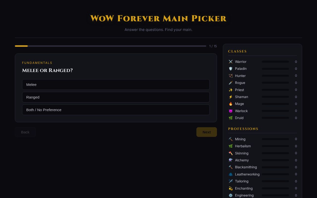 Preview of WoW Forever Main Picker