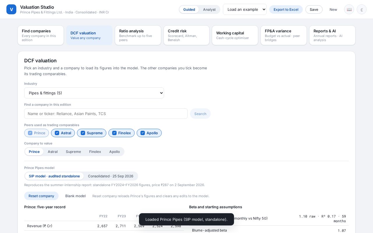 Preview of Valuation Studio