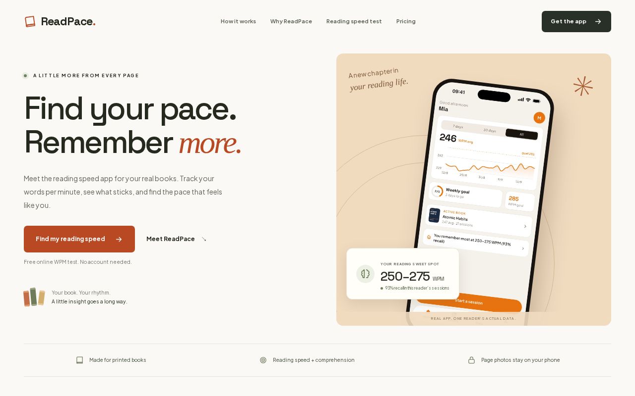 Preview of Readpace Landing
