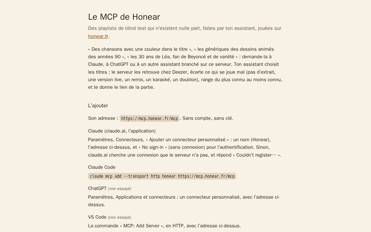 Preview of Honear Mcp