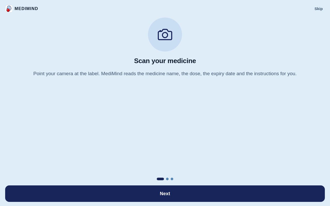 Preview of medication app