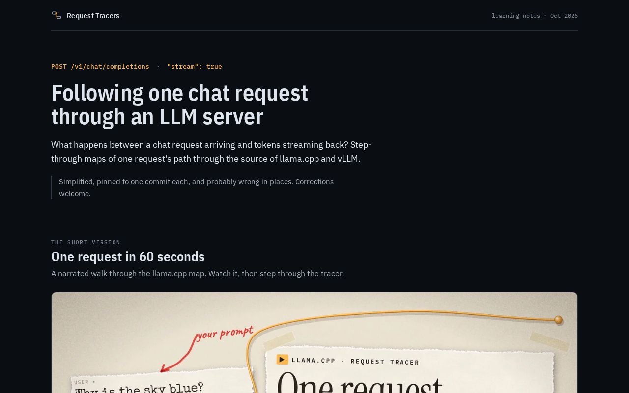 Preview of llama.cpp or vLLM, One Request, Traced