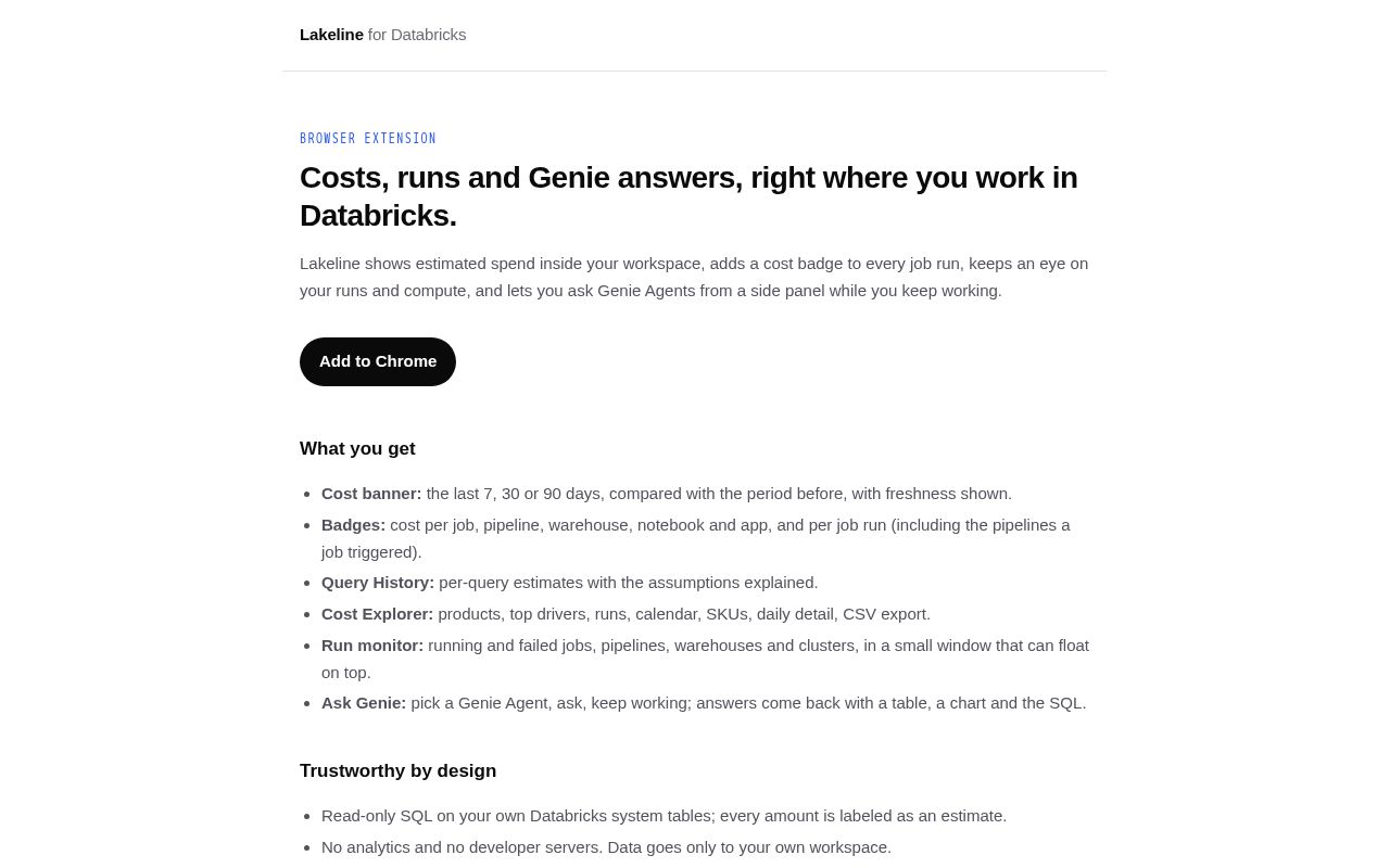 Preview of Lakeline For Databricks