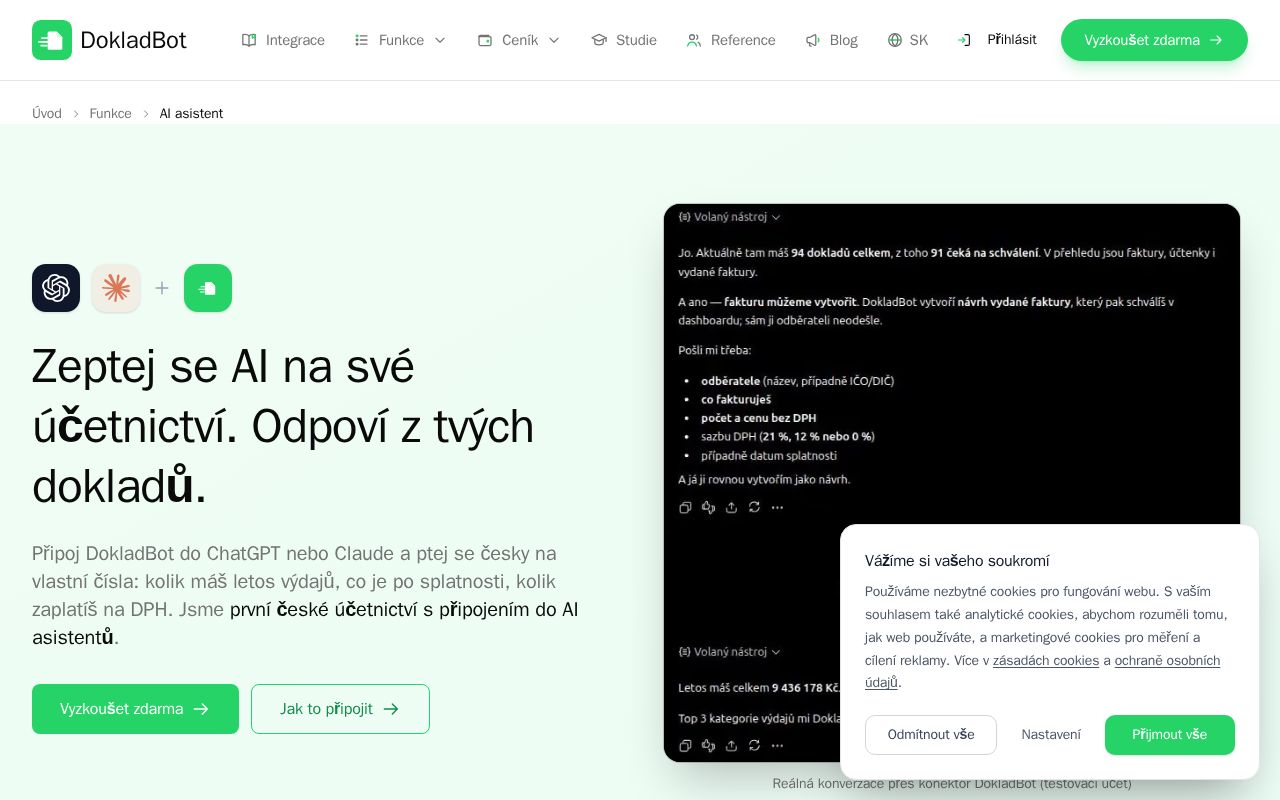 Preview of AI asistent pro účetnictví: DokladBot v ChatGPT a Claude