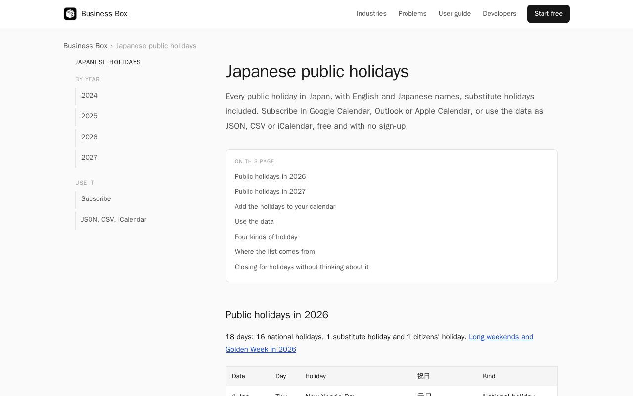 Preview of Japanese Holidays