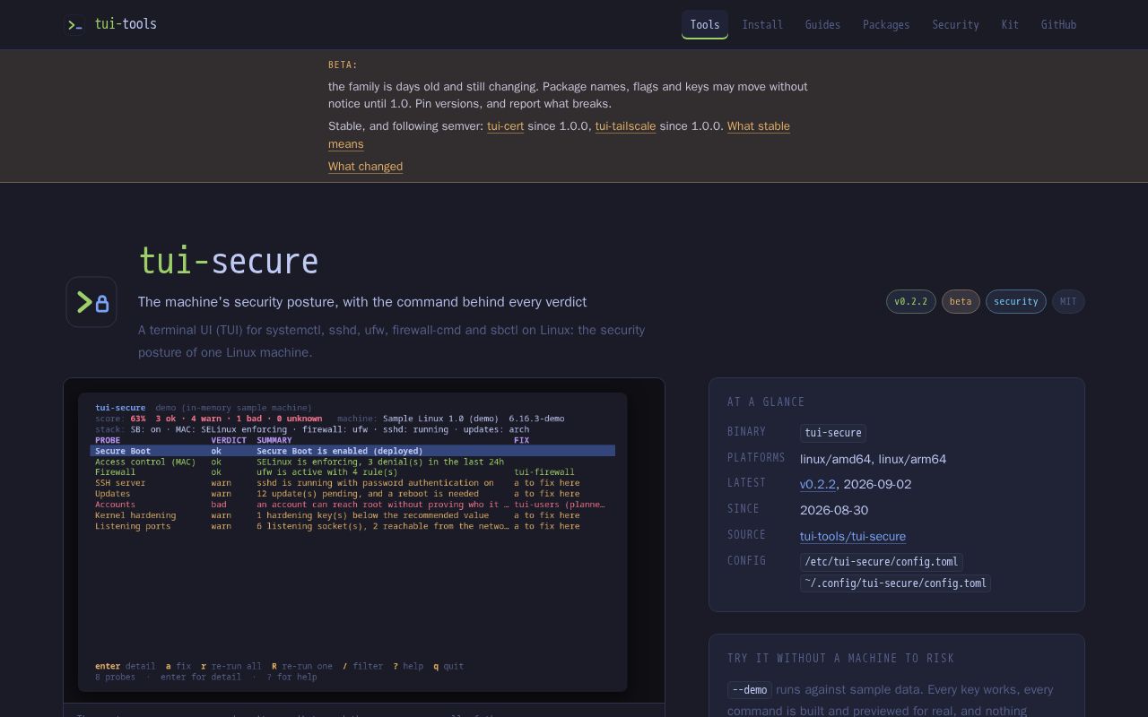Preview of Tui Secure