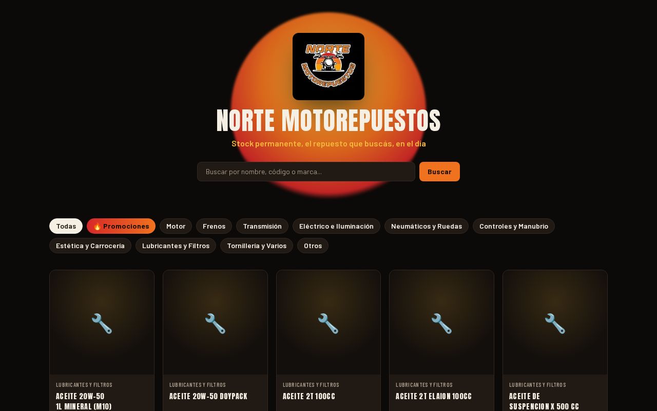 Preview of Catálogo de productos público para local de venta de repuestos de motos